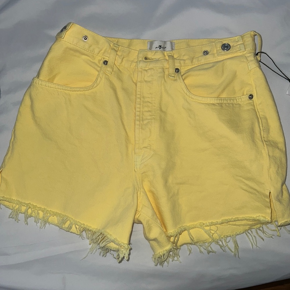 7 For All Mankind Yellow Denim Shorts